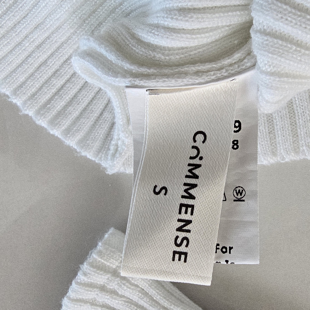 Commense Knit Ribbed Crew Neck Asymmetric Top - White - Small - Picture 12 of 12